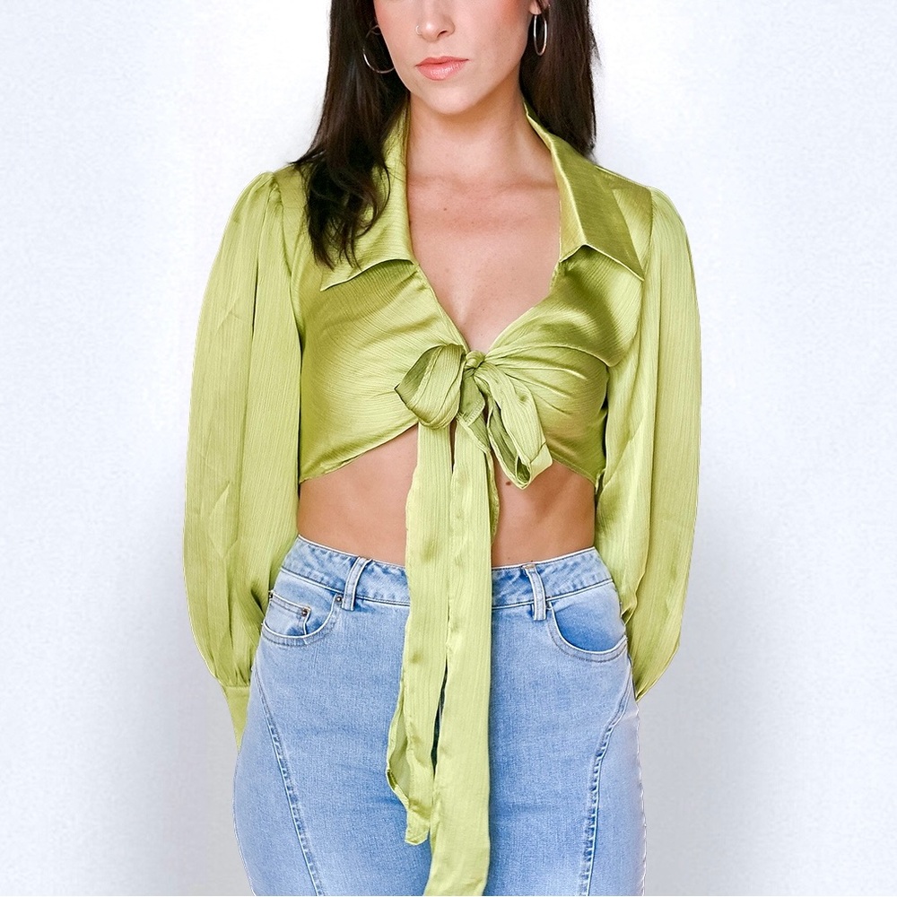 Green Silk Tie Top